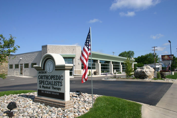 A photo of the glass work at Jackson Orthopedic Specialists